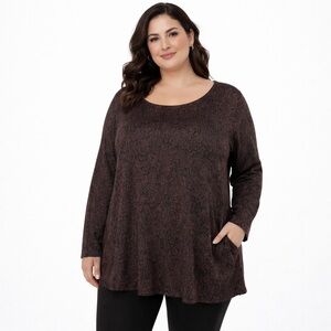 Chico’s NWT Brown animal Snake Print pointe knit Long Tunic Top size 4 XXL